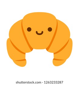 Vector Cartoon Croissant Icon Isolated On White Background