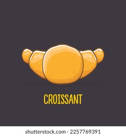 vector cartoon croissant icon isolated on grey background. vector hand made doodle style bakery logo design template