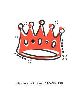 Vector cartoon crown diadem icon in comic style. Royalty crown illustration pictogram. King, princess royalty business splash effect concept.