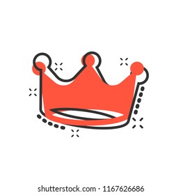 Vector cartoon crown diadem icon in comic style. Royalty crown illustration pictogram. King, princess royalty business splash effect concept.