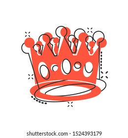 Vector cartoon crown diadem icon in comic style. Royalty crown illustration pictogram. King, princess royalty business splash effect concept.