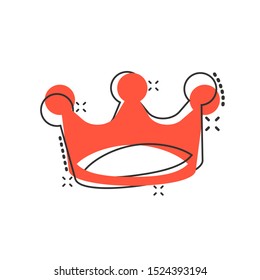 Vector cartoon crown diadem icon in comic style. Royalty crown illustration pictogram. King, princess royalty business splash effect concept.