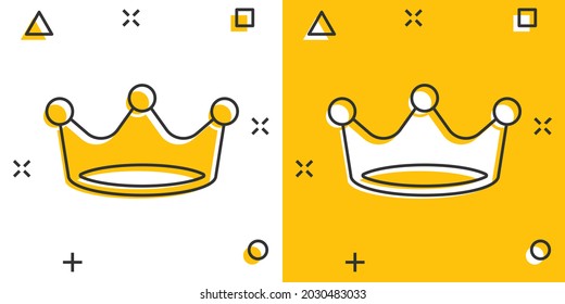 Vector cartoon crown diadem icon in comic style. Royalty crown illustration pictogram. King, princess royalty business splash effect concept.