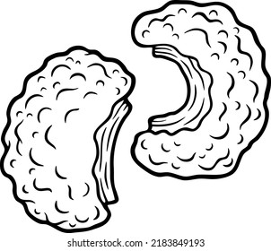 Vector Cartoon Crunchy Fried Pork Rinds Line Art