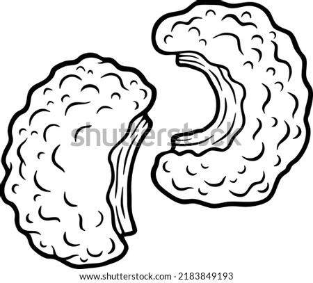 Vector Cartoon Crunchy Fried Pork Rinds Line Art
