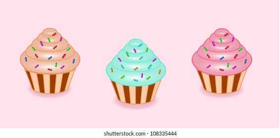 Vector cartoon cupcake