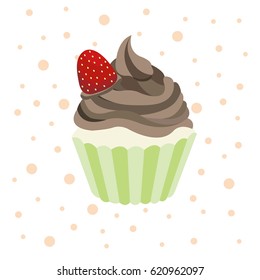 Vector cartoon cupcake