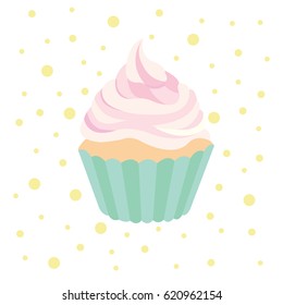 Vector cartoon cupcake