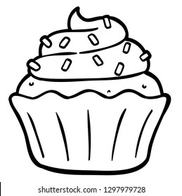 Vector Cartoon Cupcake Cream Sprinkles Line Stock Vector (Royalty Free ...