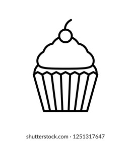 Vector Cartoon Cupcake Icon Isolated On White Background