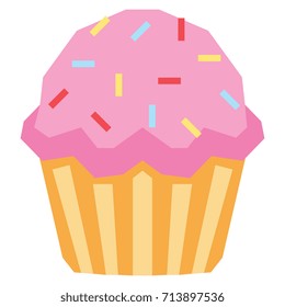 Vector Cartoon Cupcake Isolated On White Background