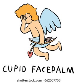 vector cartoon cupid facepalm isolated