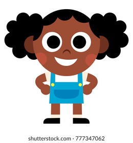 Vector Cartoon Cute African American Kid Isolated