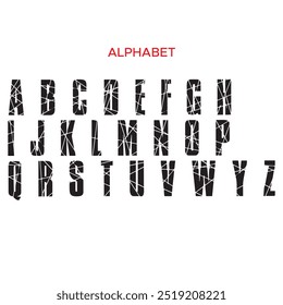 Conjunto de alfabeto lindo de dibujos animados de Vector. Letras creativas mayúsculas negras aisladas sobre fondo negro. Fuente en negrita. Formato de Vector EPS. abc font dibujado diseño de uso para libros doodle más tarde. 
