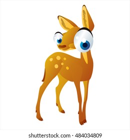 vector cartoon cute animal mascot. Funny colorful cool illustration of happy Deer