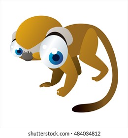 vector cartoon cute animal mascot. Funny colorful cool illustration of happy Monkey