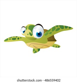 vector cartoon cute animal mascot. Funny colorful cool illustration of happy Turtle