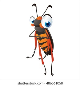 vector cartoon cute animal mascot. Funny colorful cool illustration of happy Insect. Vine Borer