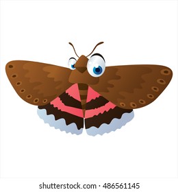 vector cartoon cute animal mascot. Funny colorful cool illustration of happy Insect. Underwing butterfly