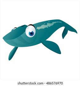 vector cartoon cute animal mascot. Funny colorful cool illustration of happy Whale