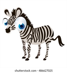 vector cartoon cute animal mascot. Funny colorful cool illustration of happy Zebra