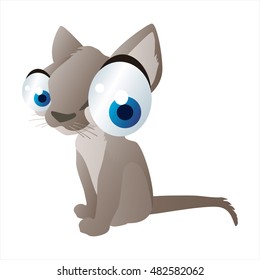 vector cartoon cute animals. Funny Kitten