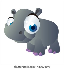 vector cartoon cute animals. Funny Hippopotamus
