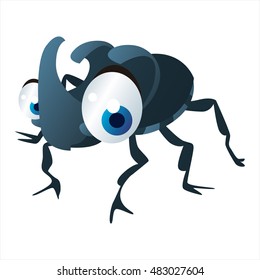 Vektorcartoon süße Tiere. Sonnige Insekten. Rhinoceros-Käfer