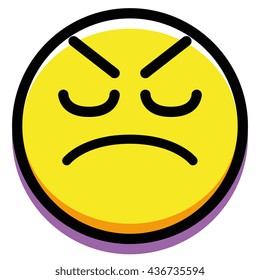 Vector Cartoon Cute Annoyed Face Isolated On White Background