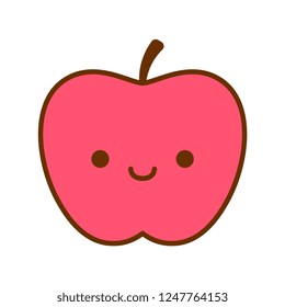 Vector Cartoon Cute Apple Icon Isolated On White Background