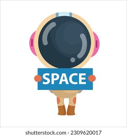 vector cartoon cute and cute astronaut standing holding space