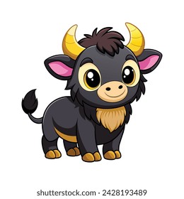 Vector of Cartoon cute baby Bison on white