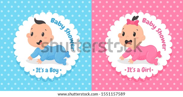 Vector Cartoon Cute Baby Boys Girls Stock Vector (Royalty Free ...