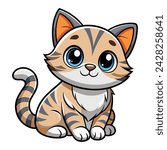 Vector of Cartoon cute baby Cat on white