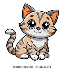 Vector of Cartoon cute baby Cat on white