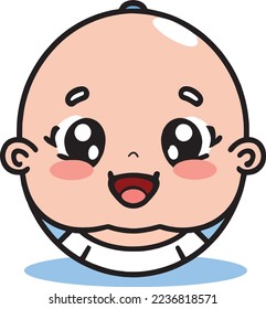vector cartoon cute baby face portrait	