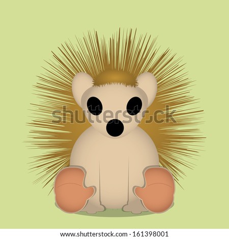 Vector Cartoon Cute Baby Hedgehog Sitting Stock Vector Royalty Free