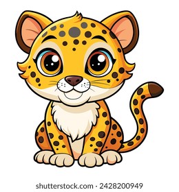 Vector of Cartoon cute baby Jaguar on white