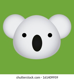 Vector Cartoon Cute Baby Koala Face Isolated