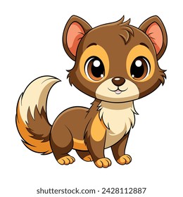 
Vector of Cartoon cute baby Mink on white