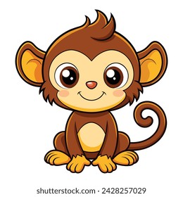 Vector of Cartoon cute baby Monkey on white