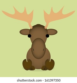 Vector Cartoon Cute Baby Moose Sitting Stock Vector Royalty Free Shutterstock