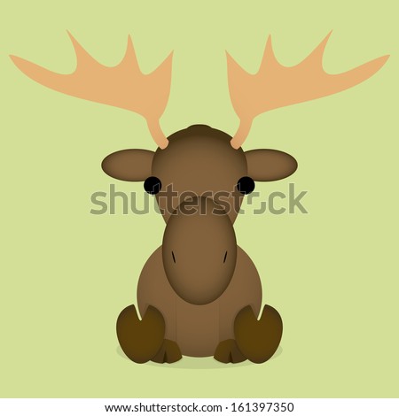 Vector Cartoon Cute Baby Moose Sitting Stock Vector Royalty Free