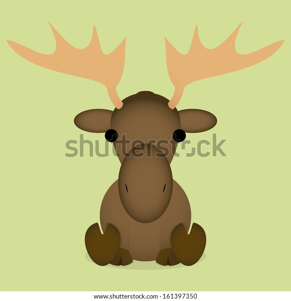 Vector Cartoon Cute Baby Moose Sitting Stock Vector Royalty Free
