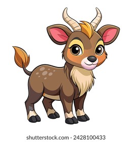 Vector of Cartoon cute baby Nilgai on white.