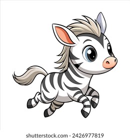 Vector of a cartoon cute baby zebra on white
