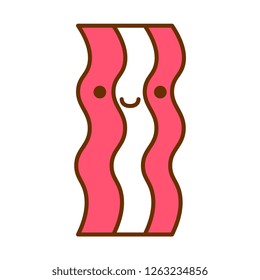 Vector Cartoon Cute Bacon Icon Isolated On White Background