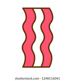 Vector Cartoon Cute Bacon Isolated On White Background