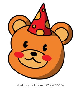 vector cartoon cute bear head partying