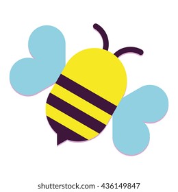 Vector Cartoon Cute Bee Flying Isolated